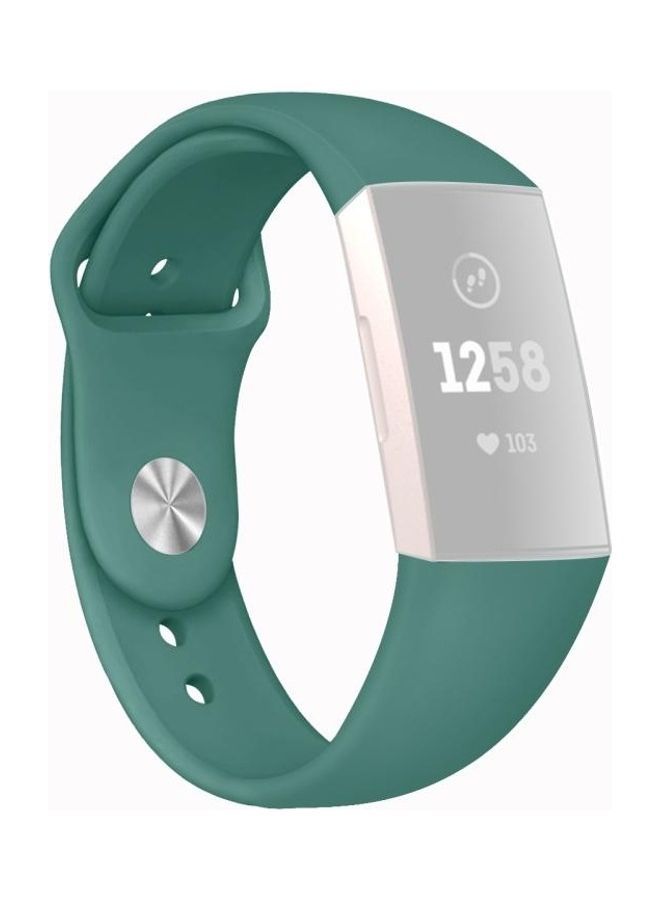 NIBEMINENT Solid Color Silicone Strap For Fitbit Charge 3 18mm Pine Green - Image 1
