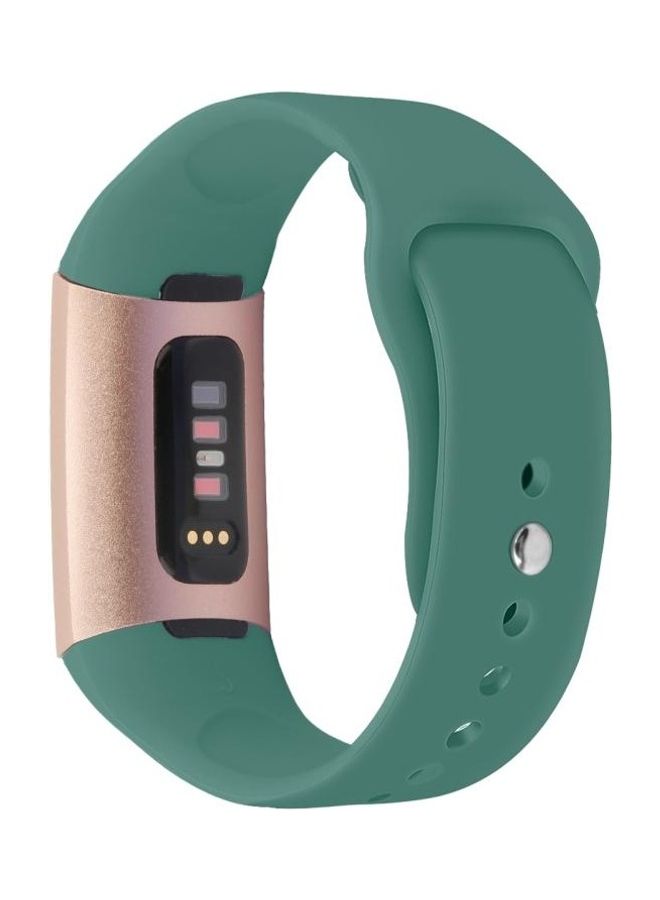 NIBEMINENT Solid Color Silicone Strap For Fitbit Charge 3 18mm Pine Green - Image 3