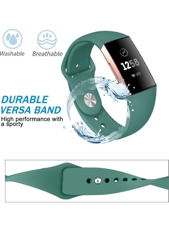 NIBEMINENT Solid Color Silicone Strap For Fitbit Charge 3 18mm Pine Green - Image 5