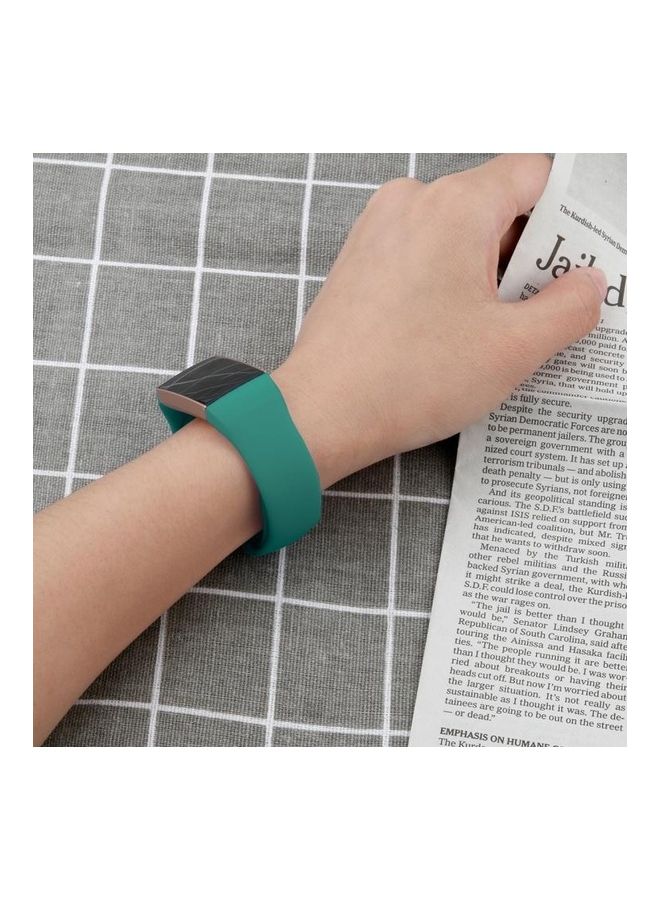 NIBEMINENT Solid Color Silicone Strap For Fitbit Charge 3 18mm Pine Green - Image 4
