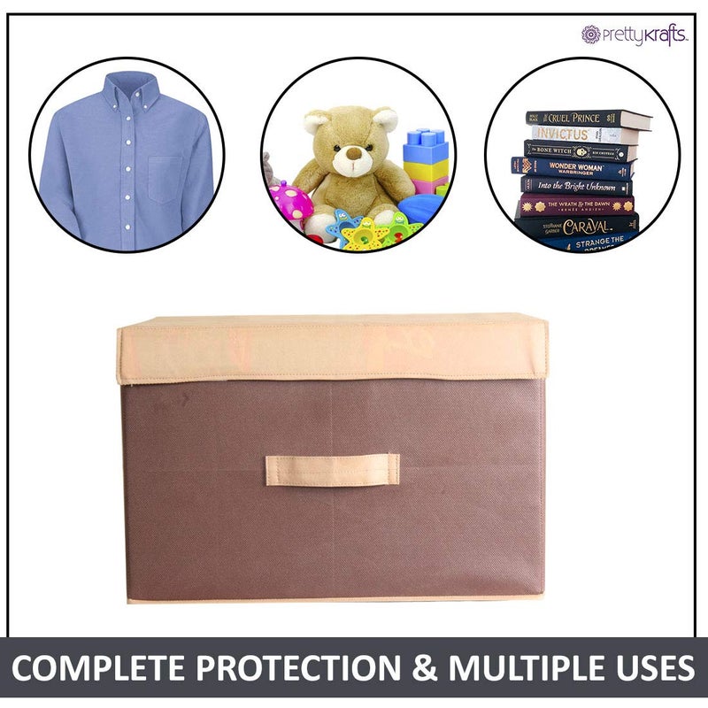 PrettyKrafts PrettyKrafts Clothes Organizer Large AdjustableMovable Dividers Storage Box Bag with Durable Fabric Reinforced Handle Clear Window for Shoes Blankets Sweaters Toys Brown and Beige Standard  - Image 3