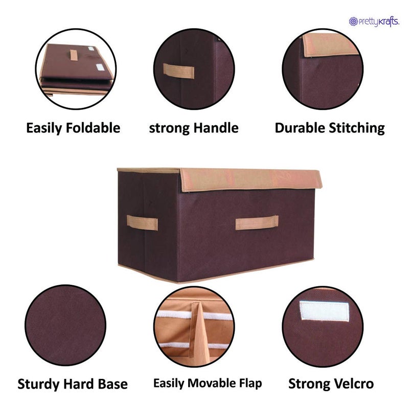 PrettyKrafts PrettyKrafts Clothes Organizer Large AdjustableMovable Dividers Storage Box Bag with Durable Fabric Reinforced Handle Clear Window for Shoes Blankets Sweaters Toys Brown and Beige Standard  - Image 4