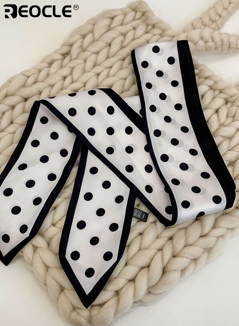 REOCLE Women's Polka-Dot Slim Silk Scarf Versatile Decorative Styling Accessory Multi-Use Daily Wear Scarf for Daily Use - Image 5
