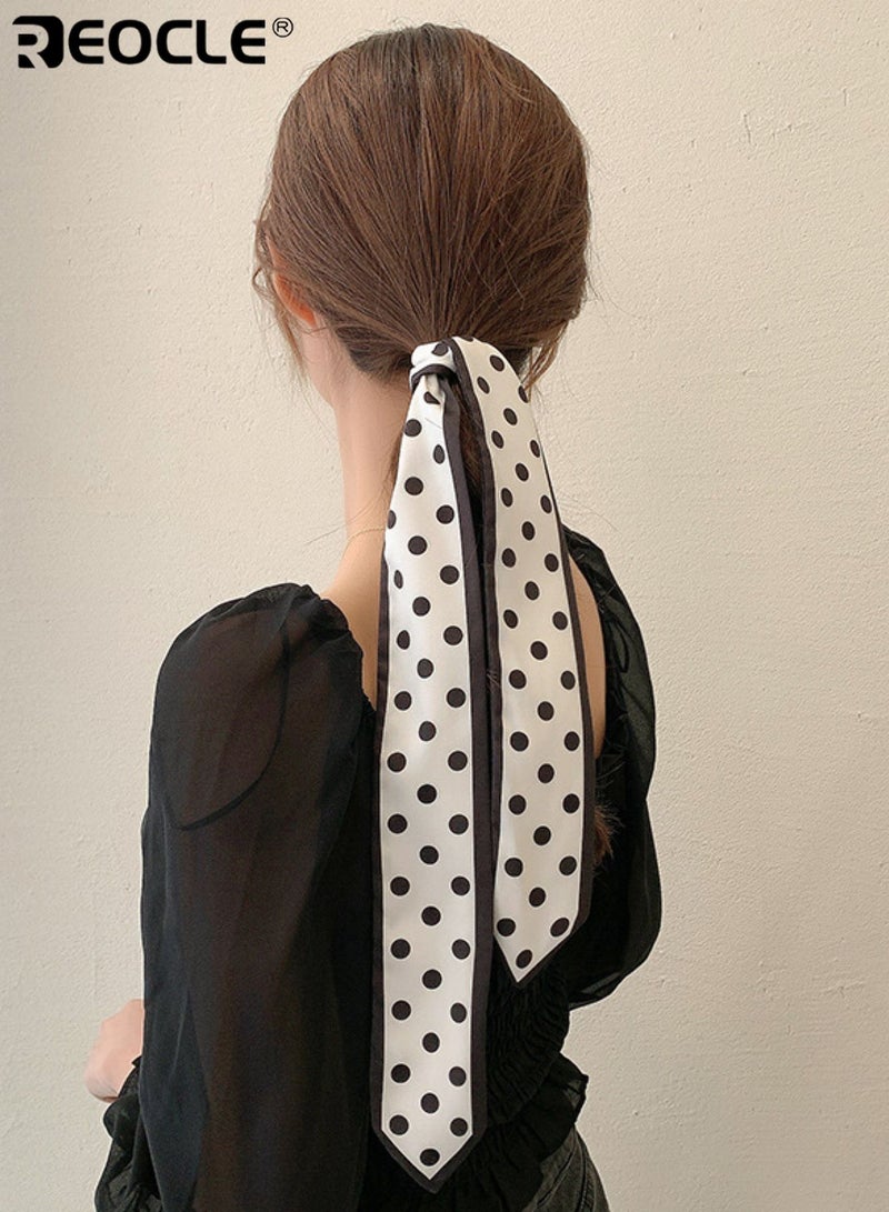 REOCLE Women's Polka-Dot Slim Silk Scarf Versatile Decorative Styling Accessory Multi-Use Daily Wear Scarf for Daily Use - Image 2