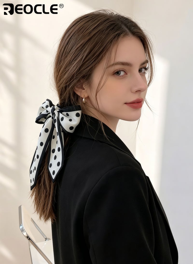 REOCLE Women's Polka-Dot Slim Silk Scarf Versatile Decorative Styling Accessory Multi-Use Daily Wear Scarf for Daily Use - Image 3