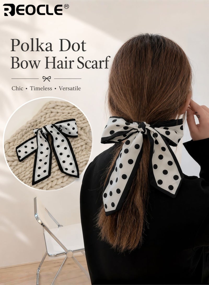 REOCLE Women's Polka-Dot Slim Silk Scarf Versatile Decorative Styling Accessory Multi-Use Daily Wear Scarf for Daily Use - Image 1