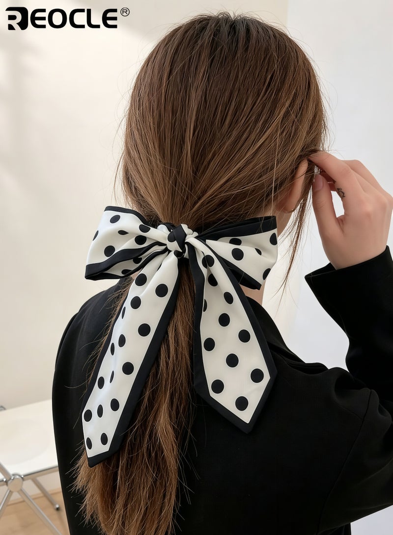 REOCLE Women's Polka-Dot Slim Silk Scarf Versatile Decorative Styling Accessory Multi-Use Daily Wear Scarf for Daily Use - Image 2