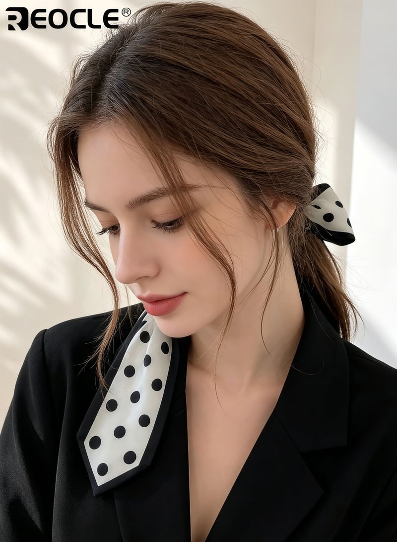 REOCLE Women's Polka-Dot Slim Silk Scarf Versatile Decorative Styling Accessory Multi-Use Daily Wear Scarf for Daily Use - Image 4