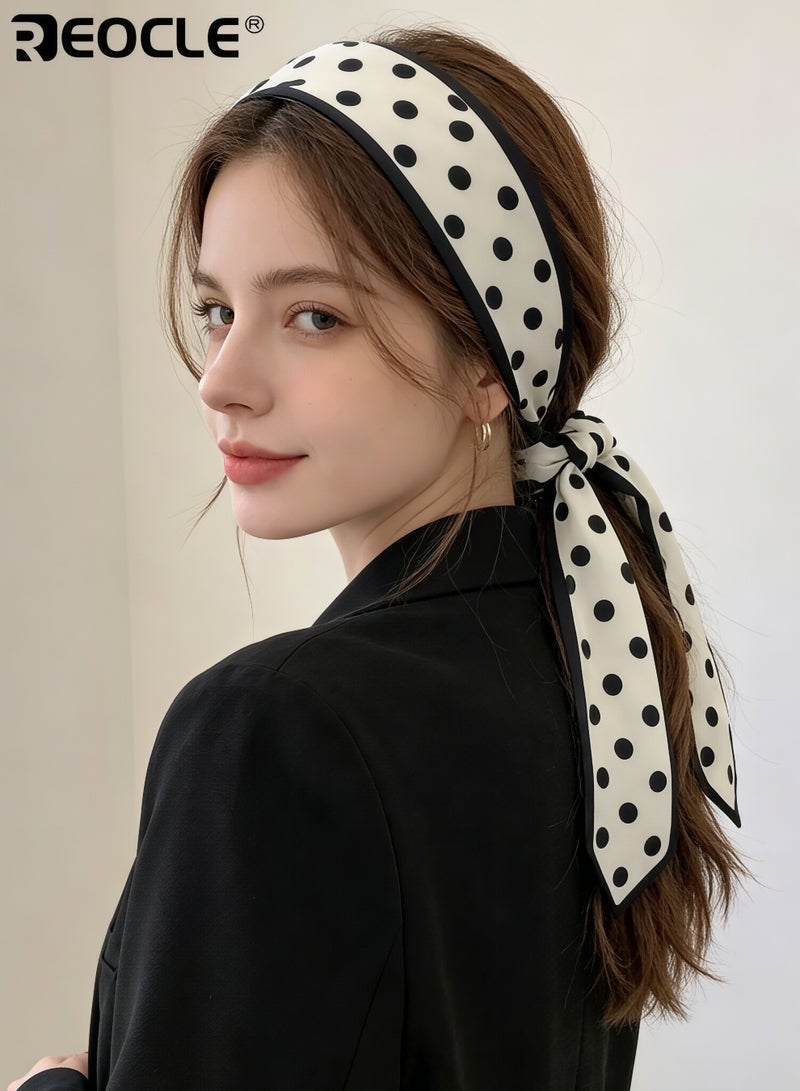 REOCLE Women's Polka-Dot Slim Silk Scarf Versatile Decorative Styling Accessory Multi-Use Daily Wear Scarf for Daily Use - Image 5