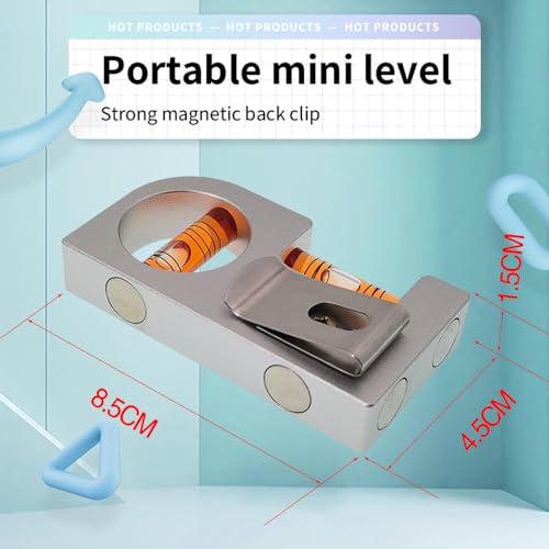 The Yan He Solid aluminum alloy Mini level ruler portable mini level bubble meter with magnetic function TV stand installation Silver Red - Image 3