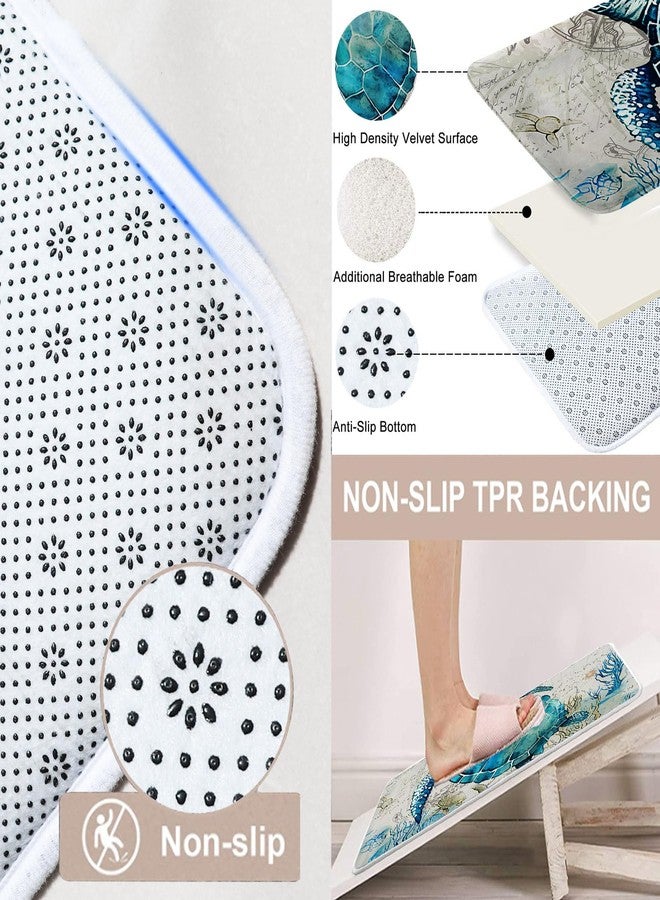 ArtSocket 4PC Shower Curtain Set with Rugs Sea Turtle Blue Teal Seaweed Bathroom Set with Non-Slip Rug Toilet Lid Cover Bath Mat and 12 Hooks 72x72 inches - Image 3