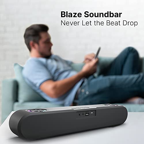 Crossbeats بار الصوت بلوتوث كروس بيتس بليز B24 24 واط، أضواء RGB للألعاب، AUX، بلوتوث، USB، FM و TWS I بطارية شحن سريع، اتصال متعدد المنافذ، مكبر صوت بلوتوث للتلفاز، الهاتف المحمول، الكمبيوتر، اللابتوبات، الأجهزة اللوحية باللون الأسود - Image 2