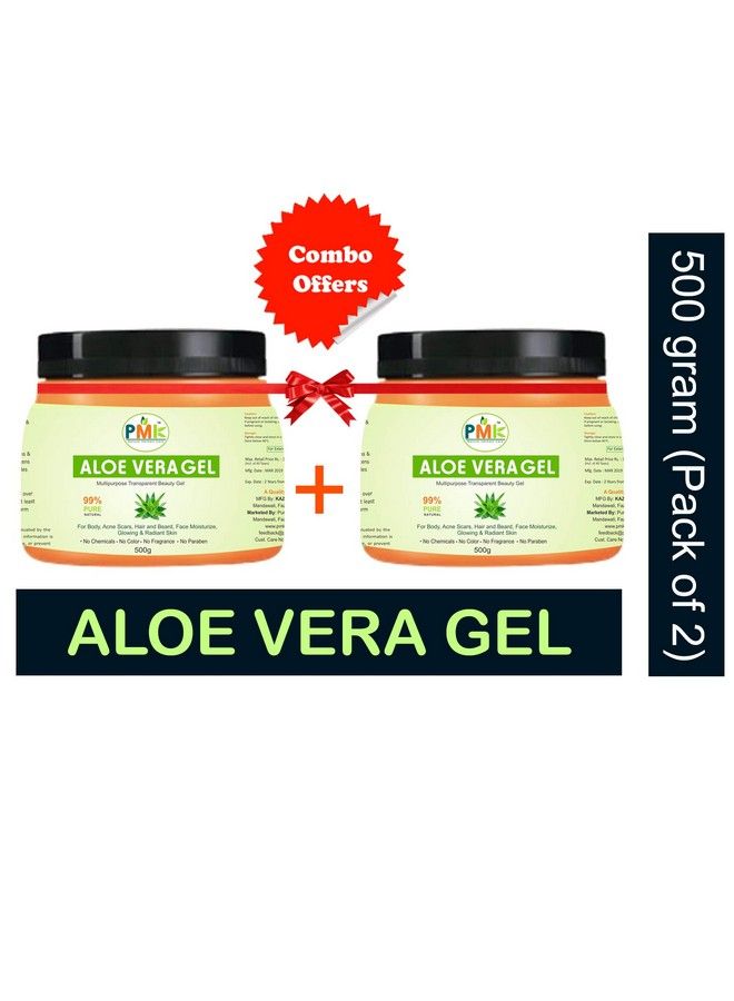 PMK 100% Pure Natural Aloe Vera Gel Transparent Multipurpose Beauty Skin Gel Ideal For Skin Face Body Hair Beard Acne Scars Moisturizing (500 Gm) - Image 3