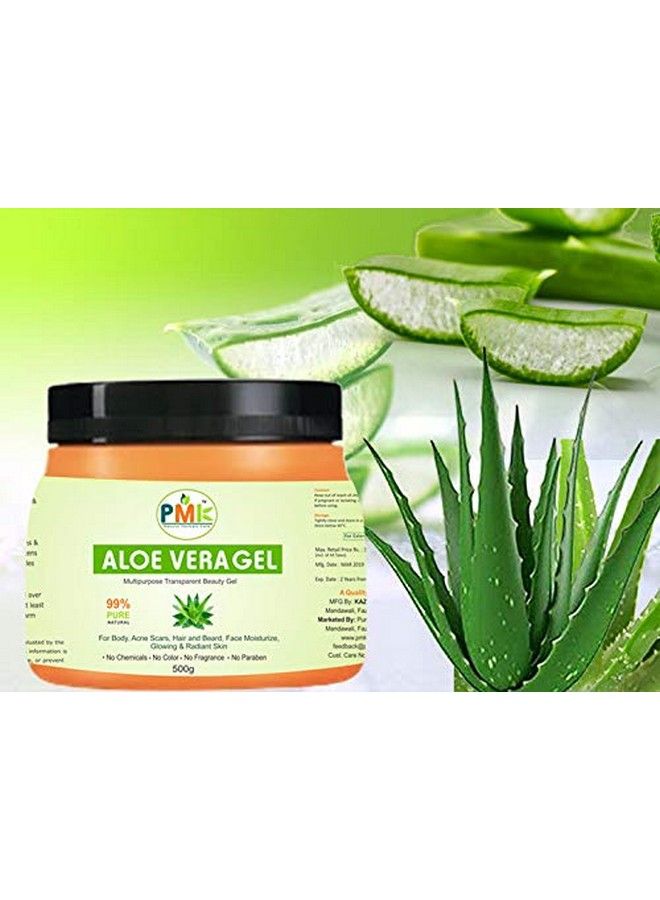 PMK 100% Pure Natural Aloe Vera Gel Transparent Multipurpose Beauty Skin Gel Ideal For Skin Face Body Hair Beard Acne Scars Moisturizing (500 Gm) - Image 2