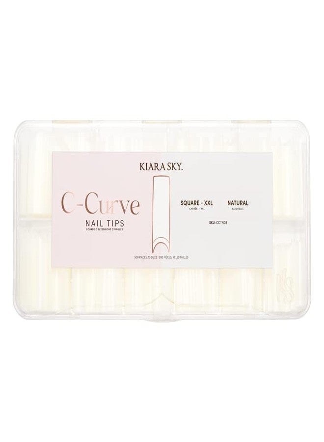 Kiara sky Nail Tips | C Curve Square Natural | 500 pieces | XXL Length | 10 Sizes - Image 2