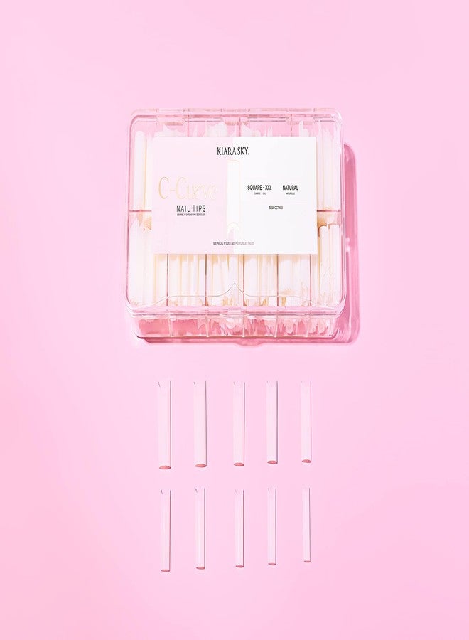 Kiara sky Nail Tips | C Curve Square Natural | 500 pieces | XXL Length | 10 Sizes - Image 3