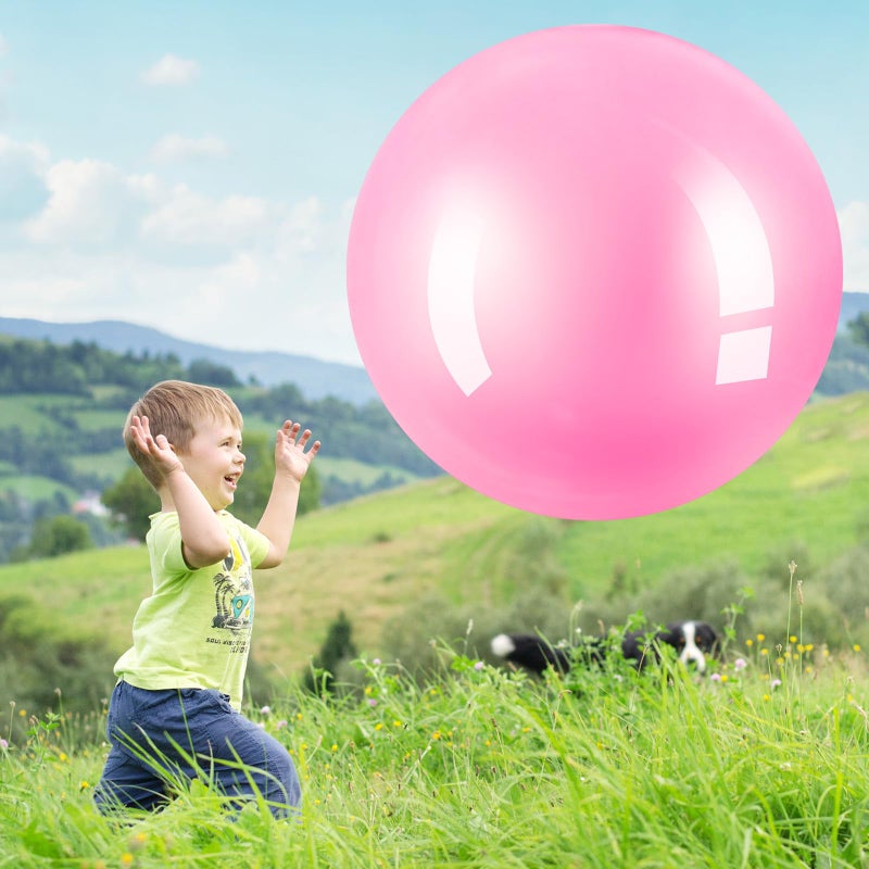 Jenaai 4 Pcs 30 Inch Big Bounce Large Rubber Inflatable Kickball - Giant Outdoor Exercise Ball for Jumping  Hopping  Activity Games  Sports Party (Pink  Blue  Yellow  Green) - Image 5