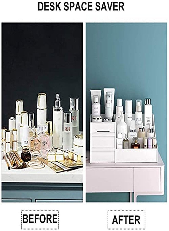 FENNEC MART™ Makeup Desk Cosmetic Storage Box Organizer with Drawers for Dressing Table, Vanity Bathroom Counter,, Eyeshadow, Lotions, Lipstick and Nail Polish (White) - Image 5