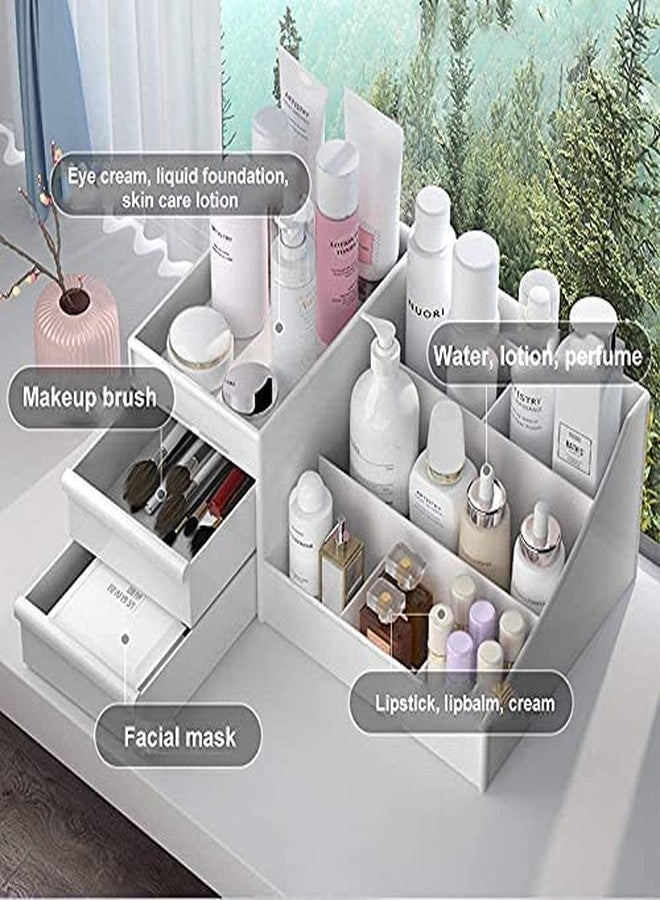 FENNEC MART™ Makeup Desk Cosmetic Storage Box Organizer with Drawers for Dressing Table, Vanity Bathroom Counter,, Eyeshadow, Lotions, Lipstick and Nail Polish (White) - Image 2
