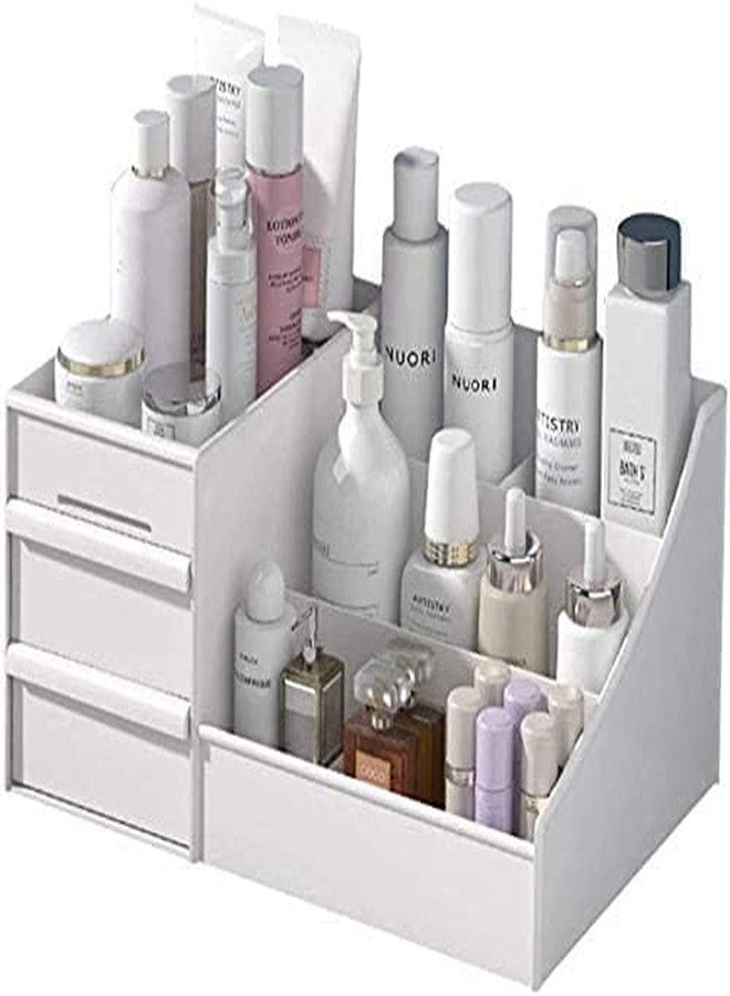 FENNEC MART™ Makeup Desk Cosmetic Storage Box Organizer with Drawers for Dressing Table, Vanity Bathroom Counter,, Eyeshadow, Lotions, Lipstick and Nail Polish (White) - Image 1