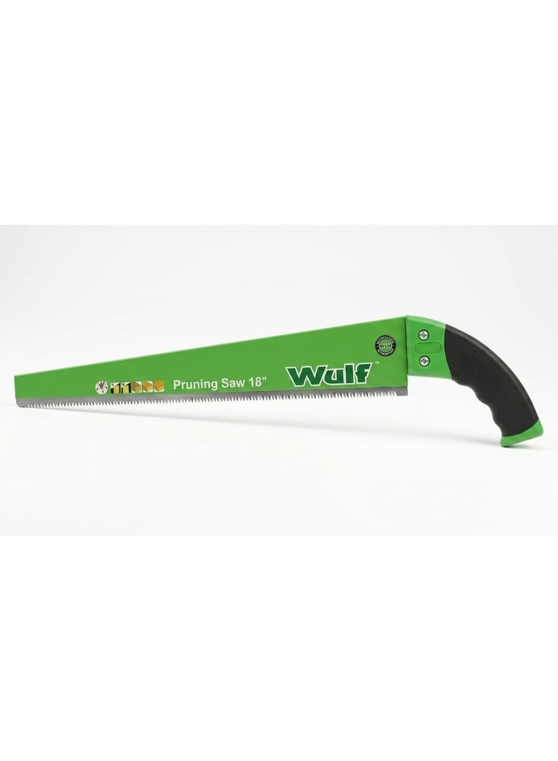 WULF 18 Inch Pruning Saw with Ergonomic Grip Handle, Heavy Duty Hand Saw for Tree Trimming, Branch Cutting, Landscaping, Gardening & Outdoor Wood Cutting Work - Image 1