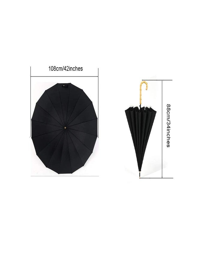 ThreeH Golf Umbrella Windproof and Rainproof Auto Open Bamboo Hook Handle Stick Umbrella KS08,Pink - Image 3