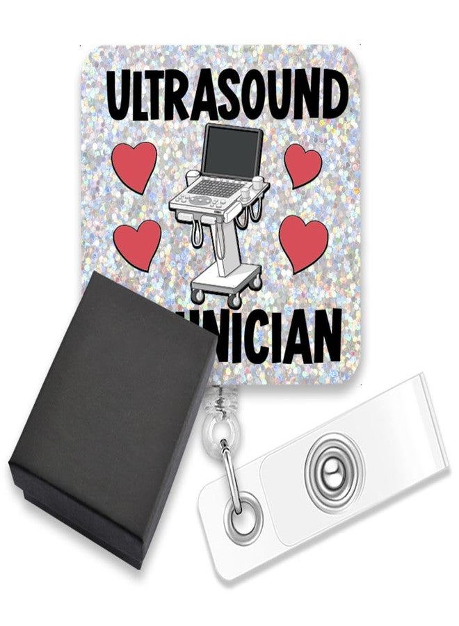 AGMDESIGN Ultrasound Technician Glitter Retractable Badge Reel, Cute Retractable Nurse ID Badge Reel for Ultrasound Technicians Ultrasound Tech Healthcare Professionals Ultrasound Tech Students - Image 1
