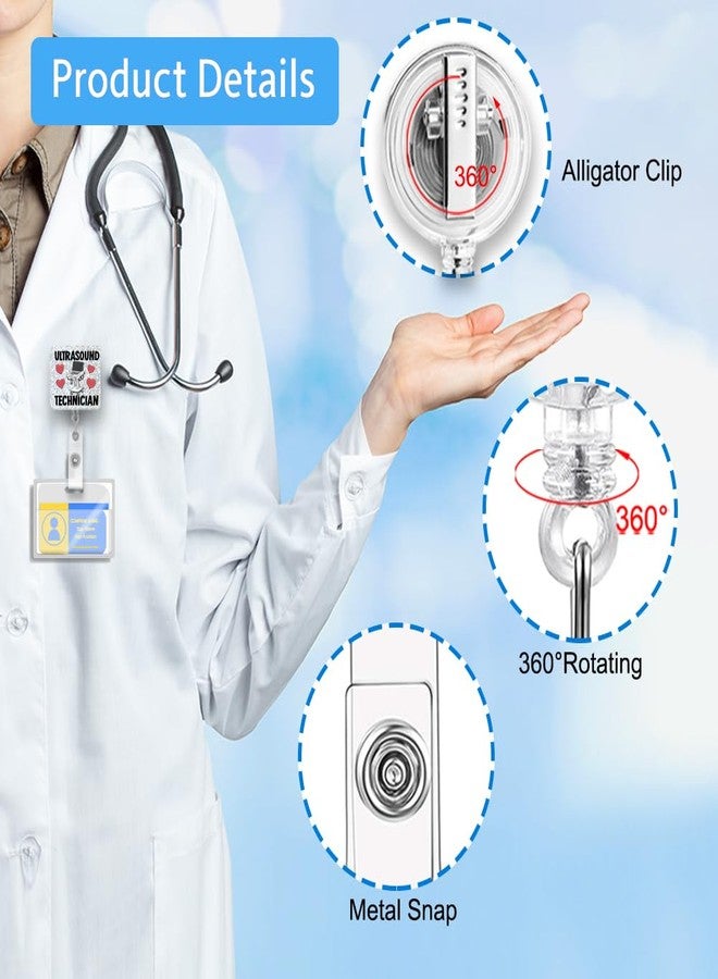 AGMDESIGN Ultrasound Technician Glitter Retractable Badge Reel, Cute Retractable Nurse ID Badge Reel for Ultrasound Technicians Ultrasound Tech Healthcare Professionals Ultrasound Tech Students - Image 3