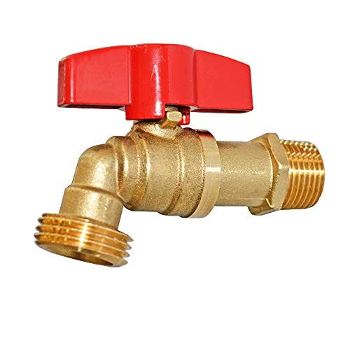 HQMPC Outdoor Spigot Hose Ball Valve Hose Bibb Garden Hose Connect Bibb Shut Off Valve No Lead Brass Stop Valve 1/2" MNPT Connect 3/4" GHT Outlet 1 Pcs - Image 1