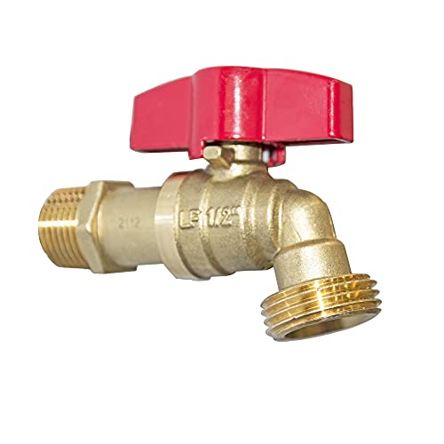 HQMPC Outdoor Spigot Hose Ball Valve Hose Bibb Garden Hose Connect Bibb Shut Off Valve No Lead Brass Stop Valve 1/2" MNPT Connect 3/4" GHT Outlet 1 Pcs - Image 2