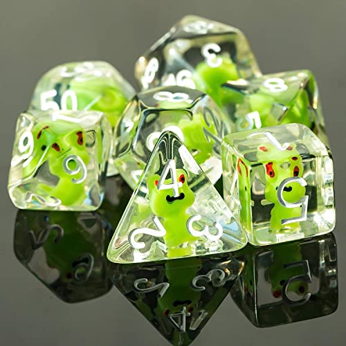 Cusdie 7Die Dice DND Polyhedral Dice Set Filled with Animal for Role Playing Game DD Dice Frog - Image 5