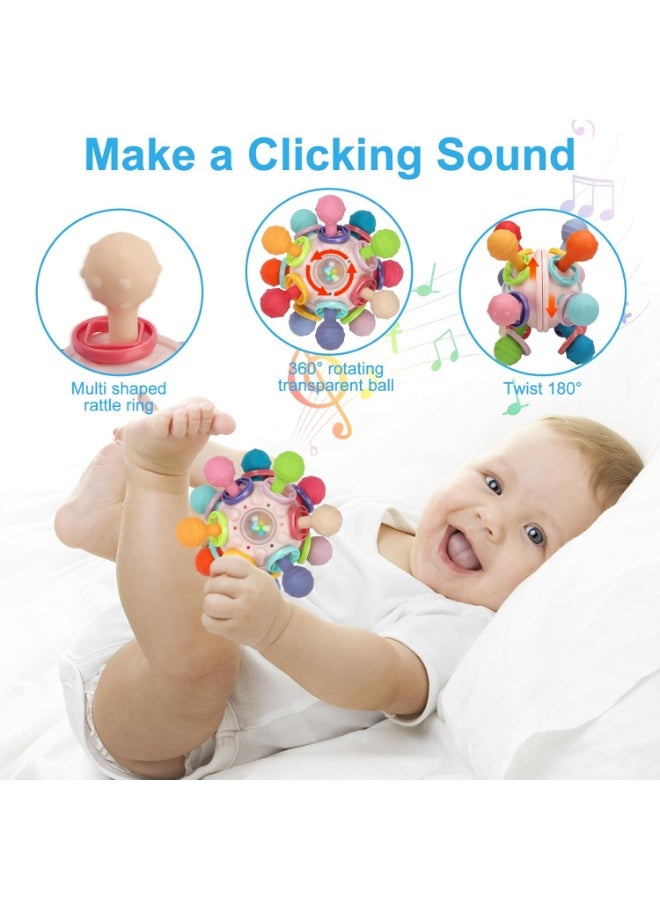 هالامودو الطفل والطفل مانهاتن كرة الإصبع الخشن، لعبة تعليم الأطفال، لعبة تدوير الكرة الذرية، لعبة كرة اليد الملطفة، لعبة مونتيسوري الحسية للطفل، دوران متزامن من اليسار إلى اليمين مع الصوت، أمسك بسلاسة وخالية من الحبور، تنمية سمعية بصرية، تدريب على الالتقاط، إدراك اللون، 10.5*10.5*6.5 سم - Image 3