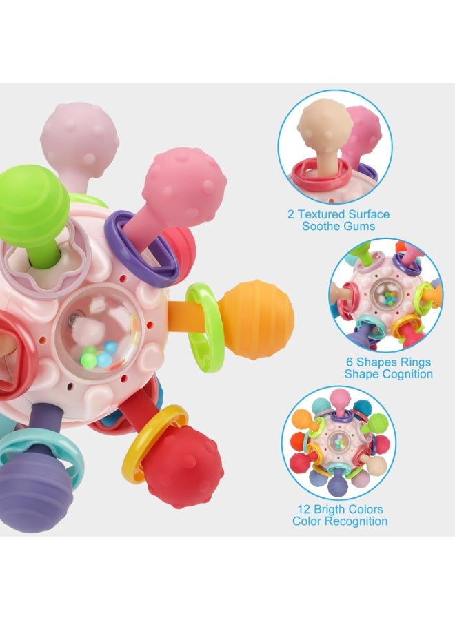 هالامودو الطفل والطفل مانهاتن كرة الإصبع الخشن، لعبة تعليم الأطفال، لعبة تدوير الكرة الذرية، لعبة كرة اليد الملطفة، لعبة مونتيسوري الحسية للطفل، دوران متزامن من اليسار إلى اليمين مع الصوت، أمسك بسلاسة وخالية من الحبور، تنمية سمعية بصرية، تدريب على الالتقاط، إدراك اللون، 10.5*10.5*6.5 سم - Image 5