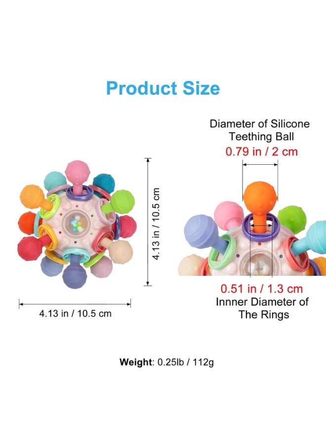 هالامودو الطفل والطفل مانهاتن كرة الإصبع الخشن، لعبة تعليم الأطفال، لعبة تدوير الكرة الذرية، لعبة كرة اليد الملطفة، لعبة مونتيسوري الحسية للطفل، دوران متزامن من اليسار إلى اليمين مع الصوت، أمسك بسلاسة وخالية من الحبور، تنمية سمعية بصرية، تدريب على الالتقاط، إدراك اللون، 10.5*10.5*6.5 سم - Image 2