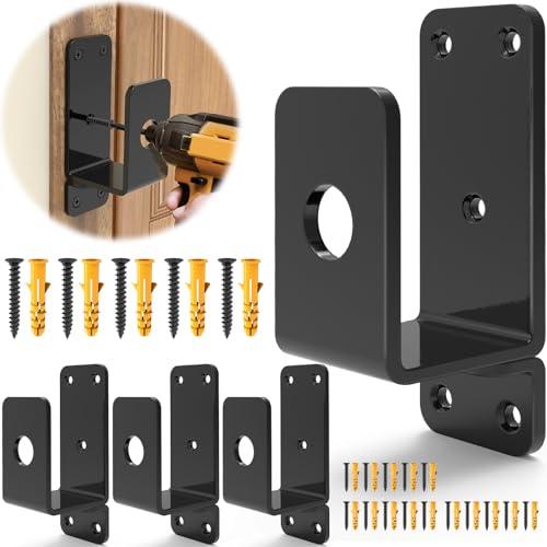 KOMOHOM Thickened Door Barricade Bracket for 2X4 Lumber, Drop Open Bar Holder Steel U Bracket, as Home, Barn, Shed, Garage, Gate Security Door Reinforcement(4) - Image 1