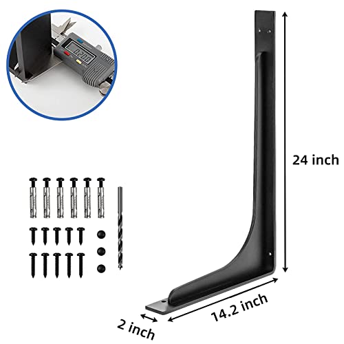 PICESA 24 x14.2 INCH Shelf Brackets,L Shelf Brackets,Vertical Angle, Premium Alloy Metal Heavy Duty Shelf Bracket, high Strength Mounting Hardware Included, Corner Brace Joint,Pack of 2. - Image 2