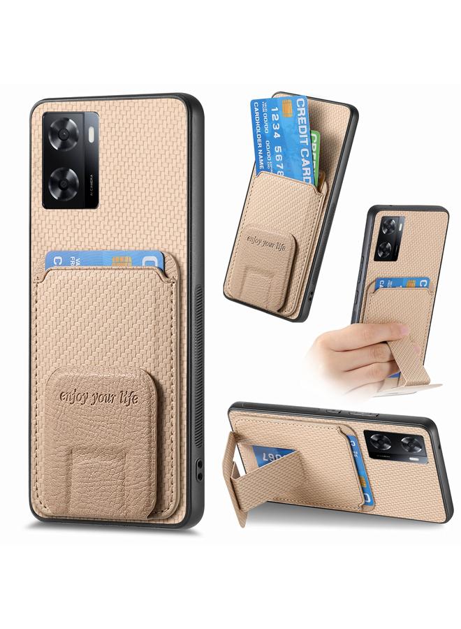 S-TOP Case For OPPO A57 4G Carbon Fiber Card Bag Fold Stand Phone Case - Image 1