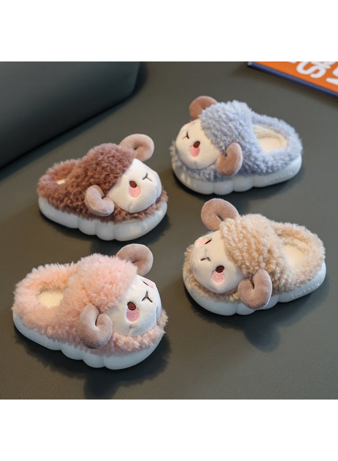 Children's Cotton Slippers For Boys And Girls In Winter For Children And Infants Indoor Home Baby Non-slip Mao Mao Bag Heel Cotton Shoes For Winter - Image 4