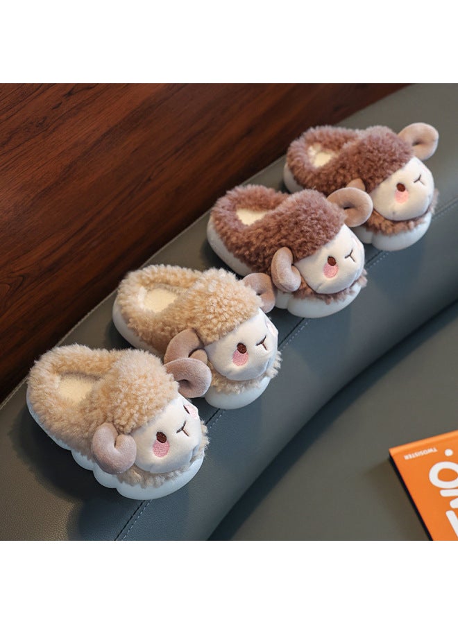 Children's Cotton Slippers For Boys And Girls In Winter For Children And Infants Indoor Home Baby Non-slip Mao Mao Bag Heel Cotton Shoes For Winter - Image 3