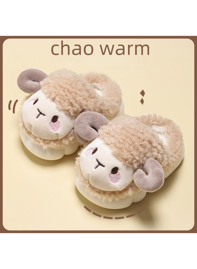 Children's Cotton Slippers For Boys And Girls In Winter For Children And Infants Indoor Home Baby Non-slip Mao Mao Bag Heel Cotton Shoes For Winter - Image 2