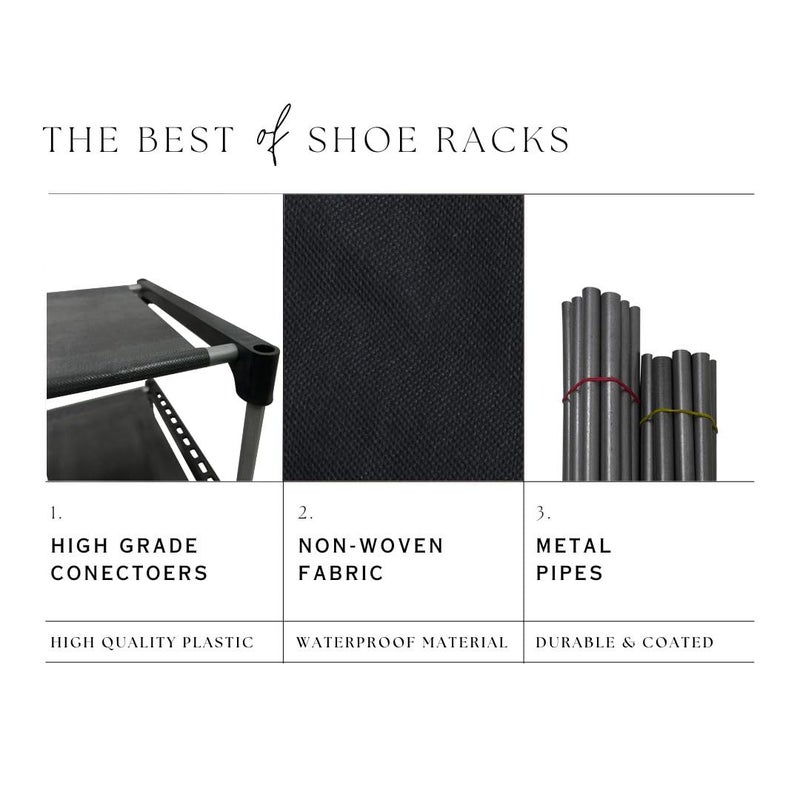PHILOSHOP PHILOSHOP Multipurpose Collapsible 12 Layers Metal Shoe Stand Shoe RackOrganiser for Home Office Black Metal - Image 2