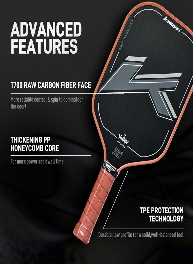 VICLeO Pickleball Paddle, Kawasaki T700 Carbon Fiber (CFS)-USAPA Approved King Series Pickleball Racket 16mm for Tournament Level, with Cover Case/Grip-Brown - Image 3