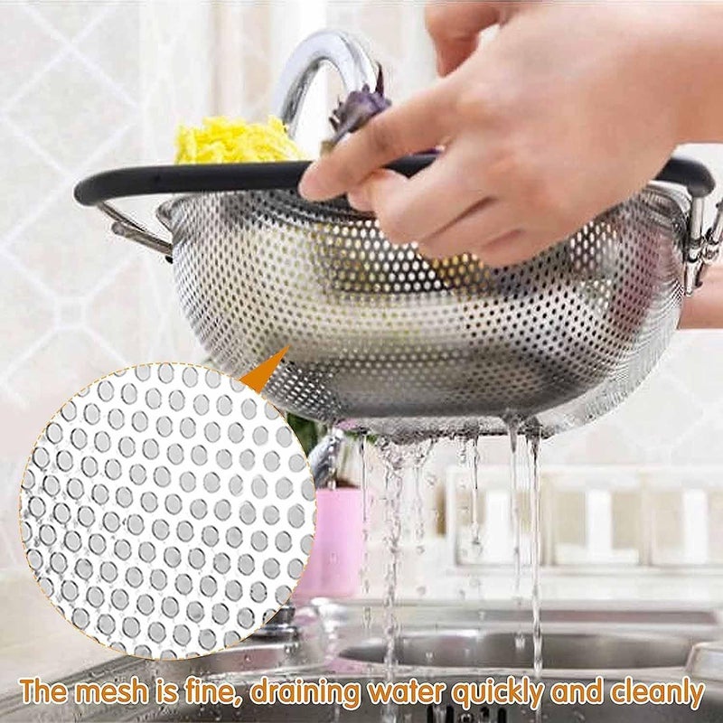 SKOFRI Over The Sink Colander Strainer Basket Stainless Steel for Kitchen Sink with Rubber Grip Fine Mesh Expandable Metal Strainer for Pasta Food VegetablesSilver - Image 3