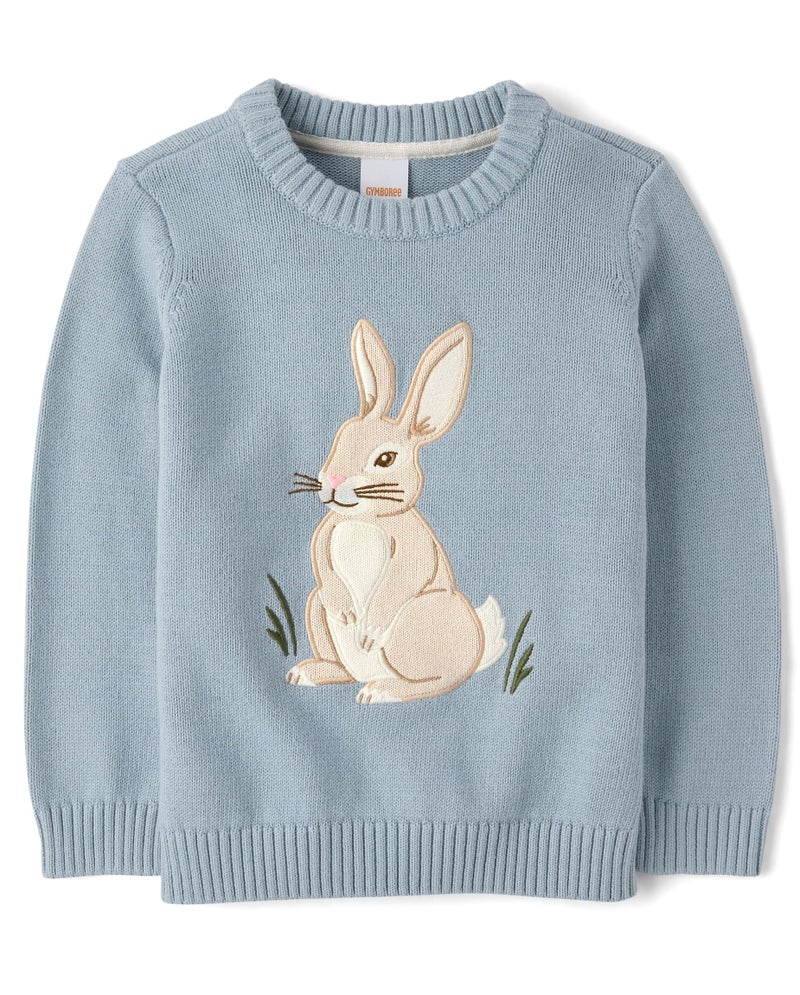 Gymboree,Boys,and Toddler Embroidered Pullover Sweater,Dusty Robin Bunny,3 Years - Image 1