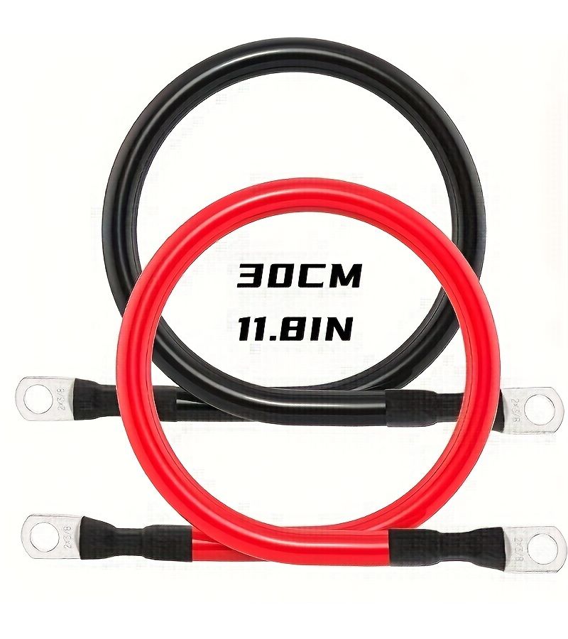 1 Pack of 2 Strips 2 AWG Battery Cable Set Red And Black 100 Cm 39.4 Inches With Terminals 3/8 Inch Connector For Motorcycles Traction Batteries - Image 2