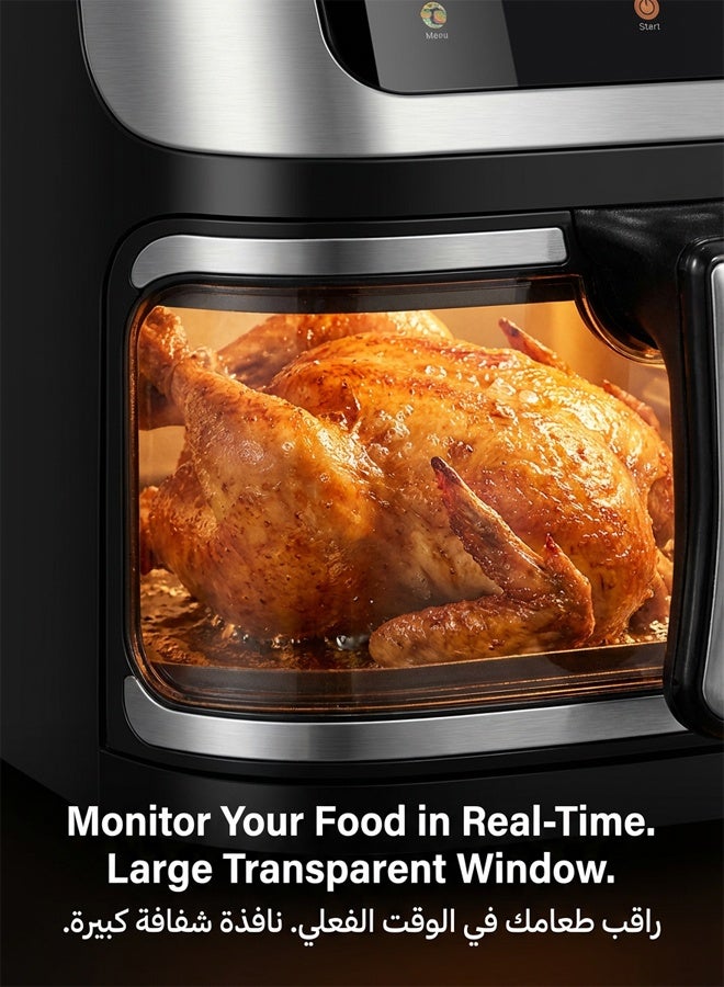 Digital Air Fryer with Visible Window, 8 Smart Presets, Oil-Free XXL Large Capacity Hot Air Cooker for Healthy Frying & Roasting - Black - Image 2