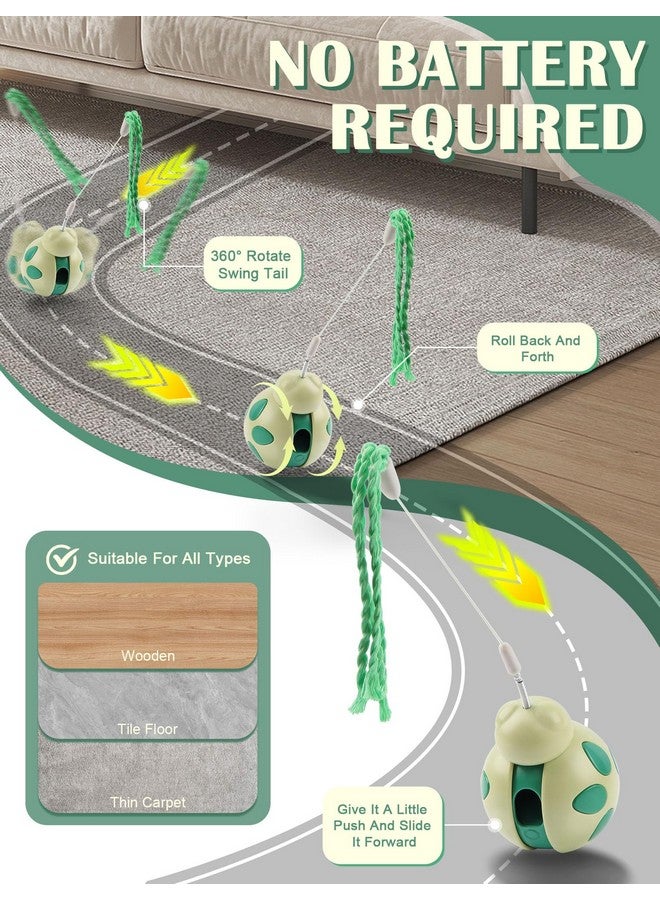 جيس لعبة قطط تفاعلية من جي إي إس مع موزع طعام - تصميم على شكل كوب، عصا تحفيز عالية الارتداد، لتخفيف التوتر للقطط المنزلية، لون أخضر - Image 4