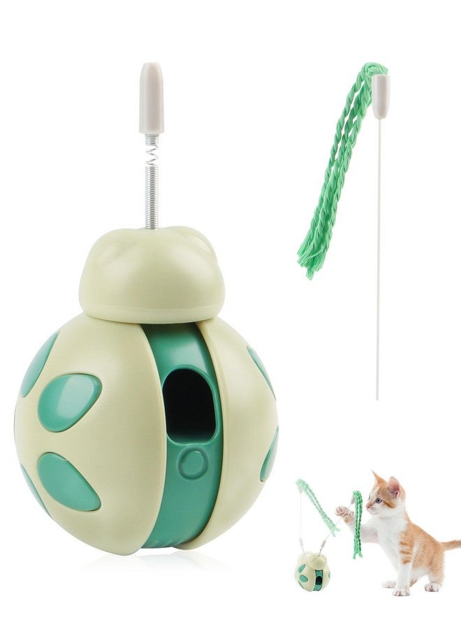 جيس لعبة قطط تفاعلية من جي إي إس مع موزع طعام - تصميم على شكل كوب، عصا تحفيز عالية الارتداد، لتخفيف التوتر للقطط المنزلية، لون أخضر - Image 1