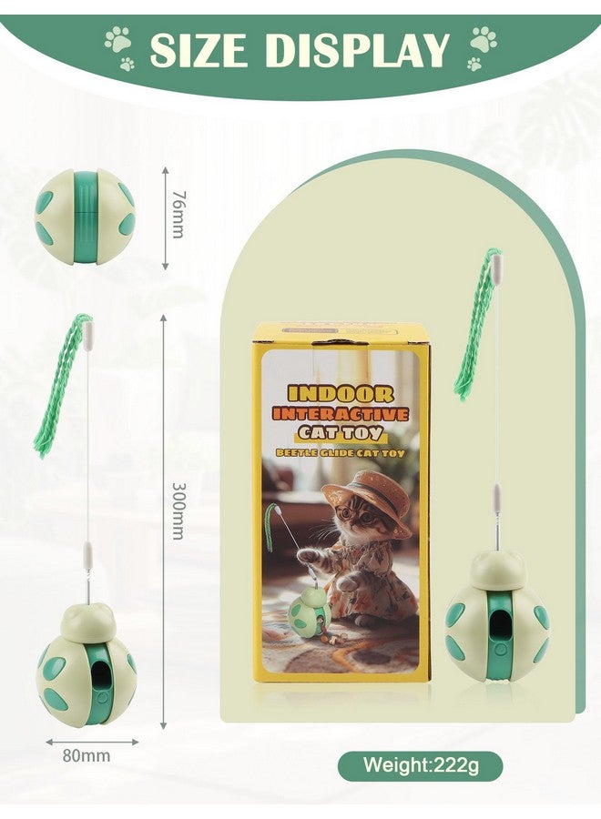 جيس لعبة قطط تفاعلية من جي إي إس مع موزع طعام - تصميم على شكل كوب، عصا تحفيز عالية الارتداد، لتخفيف التوتر للقطط المنزلية، لون أخضر - Image 3