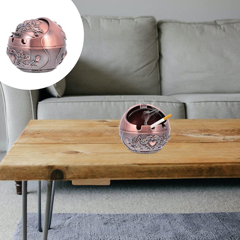 Mokshith Windproof Ashtray with Lid Metal Portable Cigarettes Ashtray for Outdoors Indoors Pattern Smoking Ashtray Fancy Gift for Men Women - Image 5